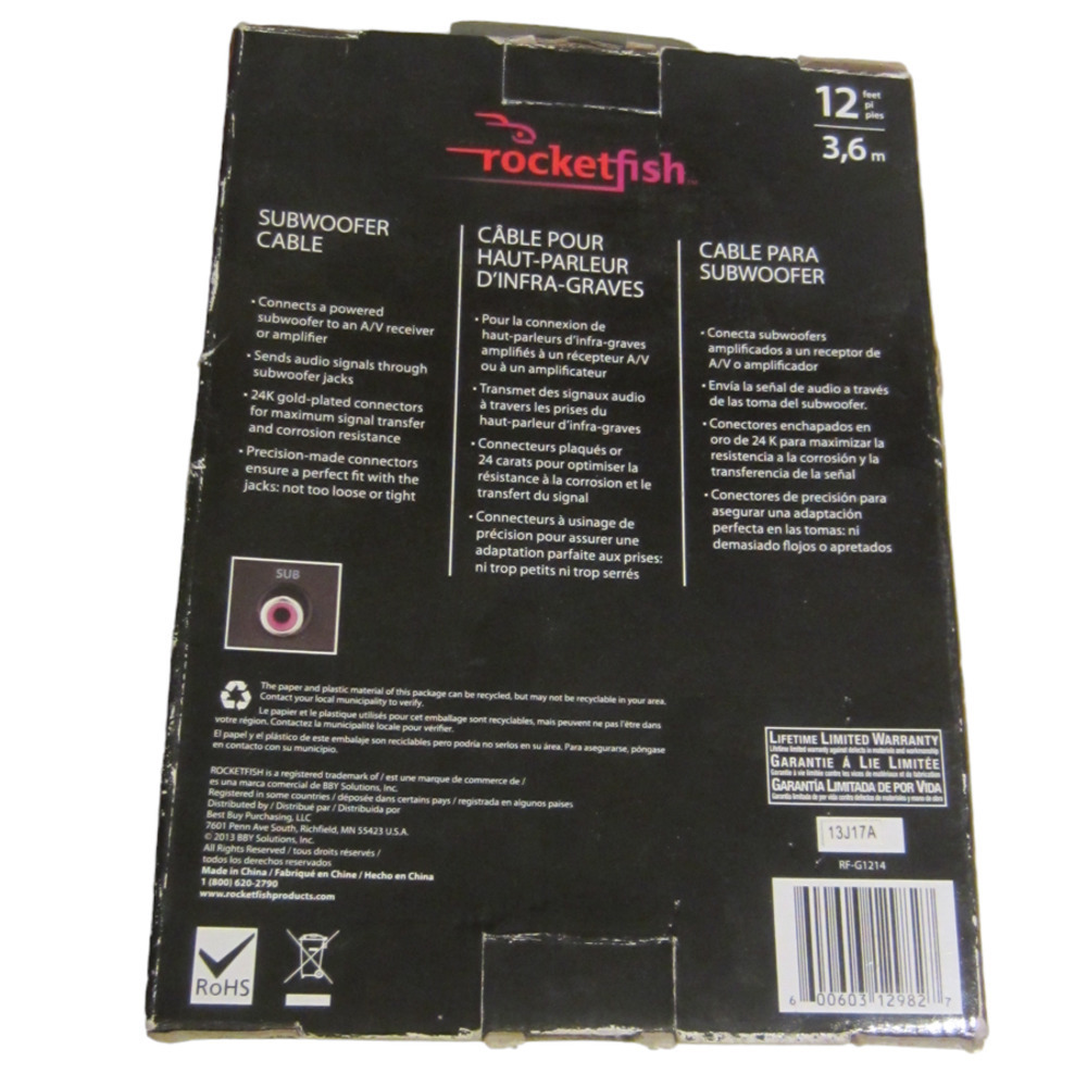 Rocketfish 12ft Subwoofer Audio Cable (RF-G1214) - Picture 2 of 2